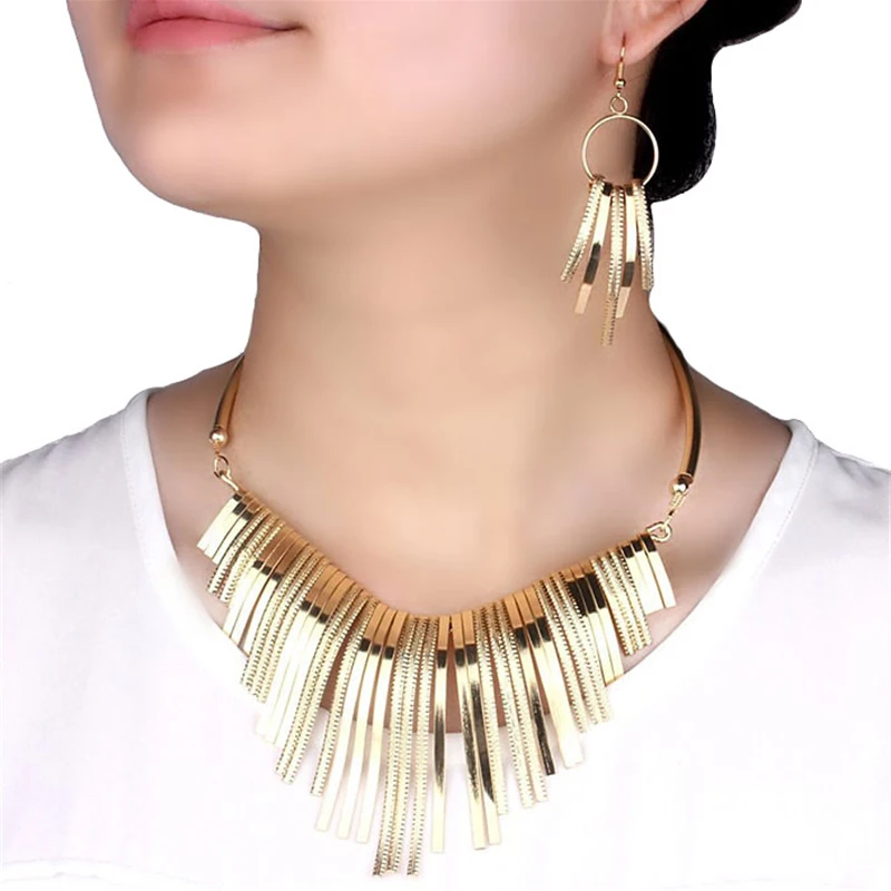 VIVILADY воротник Металлические Ювелирные наборы для женщин массивные Ожерелья