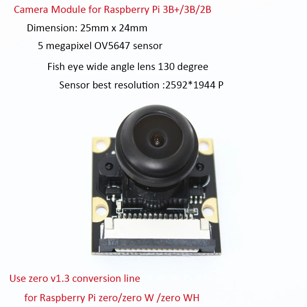 Raspberry Pi 3 Model B 5MP Night Vision Camera OV5647 Fisheye Webcam 1080P Wide-angle Module for 3B+/3B/2B | Компьютеры и офис