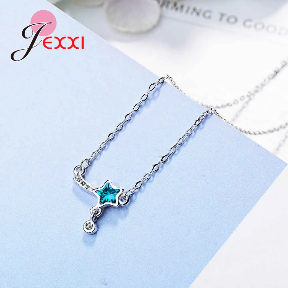 New Latest Star Stamp Shape Becklace For Women Girl Shiny AAA Cubic Zirconia 925 Sterling Silver Jewelry Promotion Wholesale | Украшения и