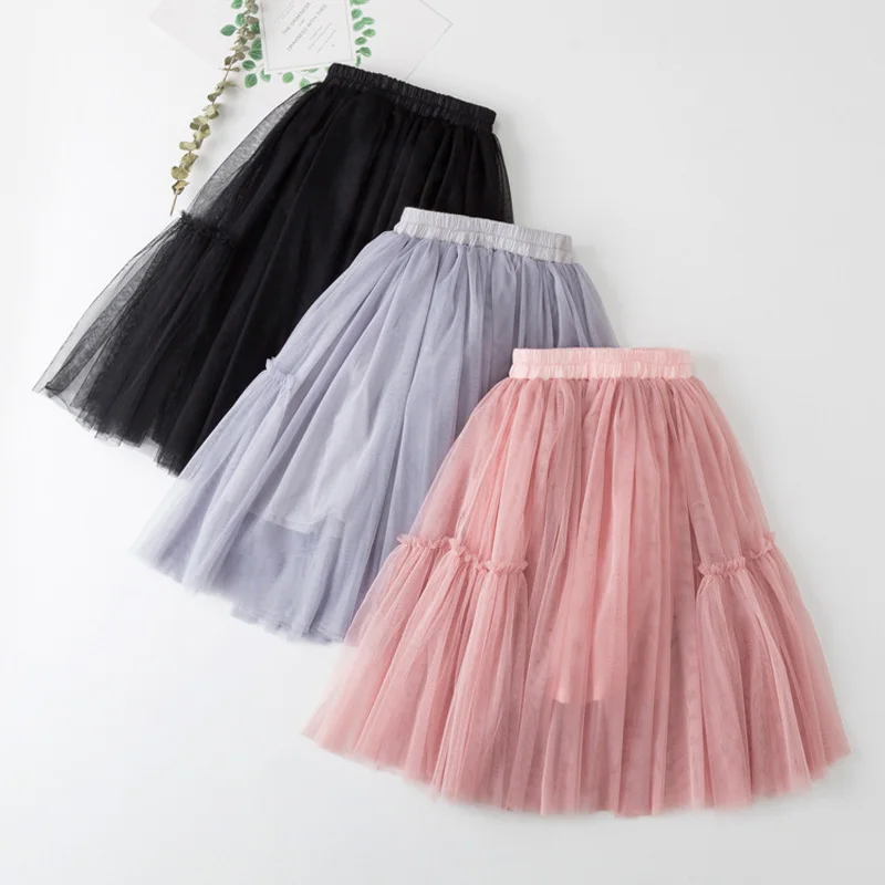 Фото 2019 Демисезонный Юбка для девочек модная детская одежда Тюль Пышные детские юбки