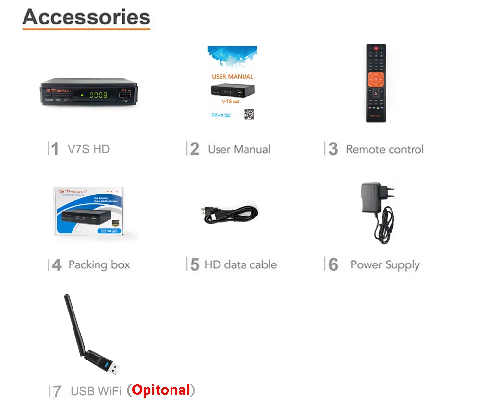 GTMedia V7S HD спутниковый ресивер DVB-S2 V7S HD Full 1080 P+ USB wifi+ 1 год Cline CCCAM Upgrade Freesat V7 Receptor Sat tv Box