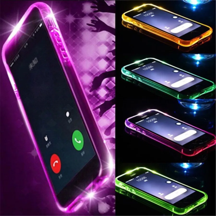 Умный ТПУ LED Flash Light Up напоминание входящий вызов задняя крышка телефона для iPhone 5 5S