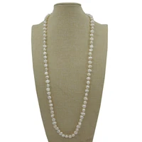 100 nature freshwater pearl 90 cm long necklace 9 10 mm baroque big shape