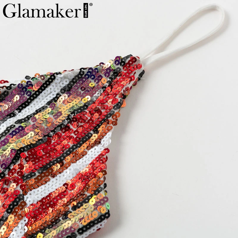 Glamaker, сексуальное короткое облегающее платье в полоску с блестками, женское летнее Мини-Платье С v-образным вырезом, элегантные женские модные вечерние клубные платья, vestidos
