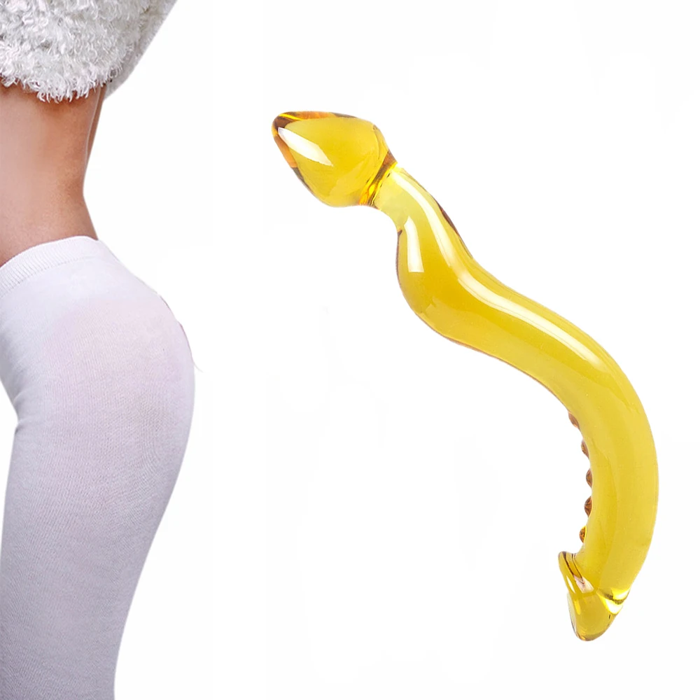 Фаллоимитатор с желтым стеклом Анальная пробка для пениса секс игрушки товары