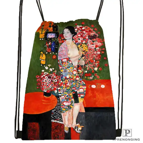 Drawstring Backpack Custom Gustav_Klimt Drawstring Backpack Bag Cute Daypack Kids Satchel(Black Back) 31x40cm#20180611-02-98 - Color: Drawstring Backpack