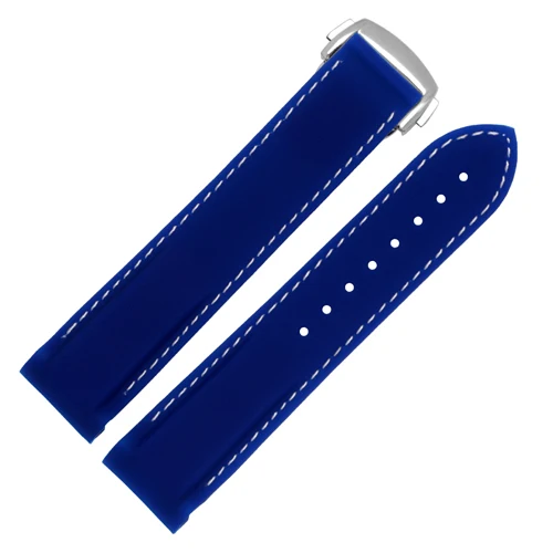 Blue white C Силиконовый ремешок для часов сменный мужской Т-образный ремешок, резиновый спортивный ремешок 20 22 мм для Omega Hippocampus, Мужская серия "Космос океан" - Цвет ремешка: Blue white C
