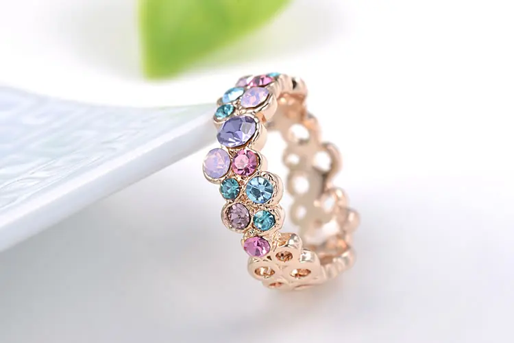 Женское кольцо с австрийским кристаллом разноцветное свадебное Ювелирное