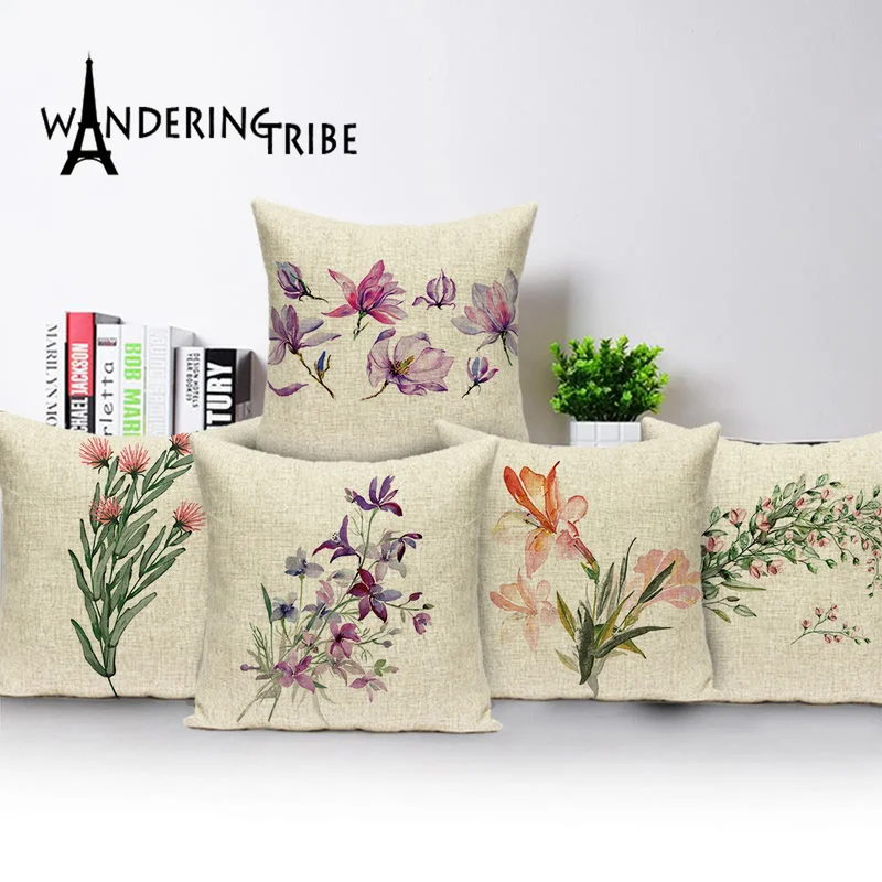 Чехол для подушки с цветочным принтом 45*45 весенние наволочки подушек дома