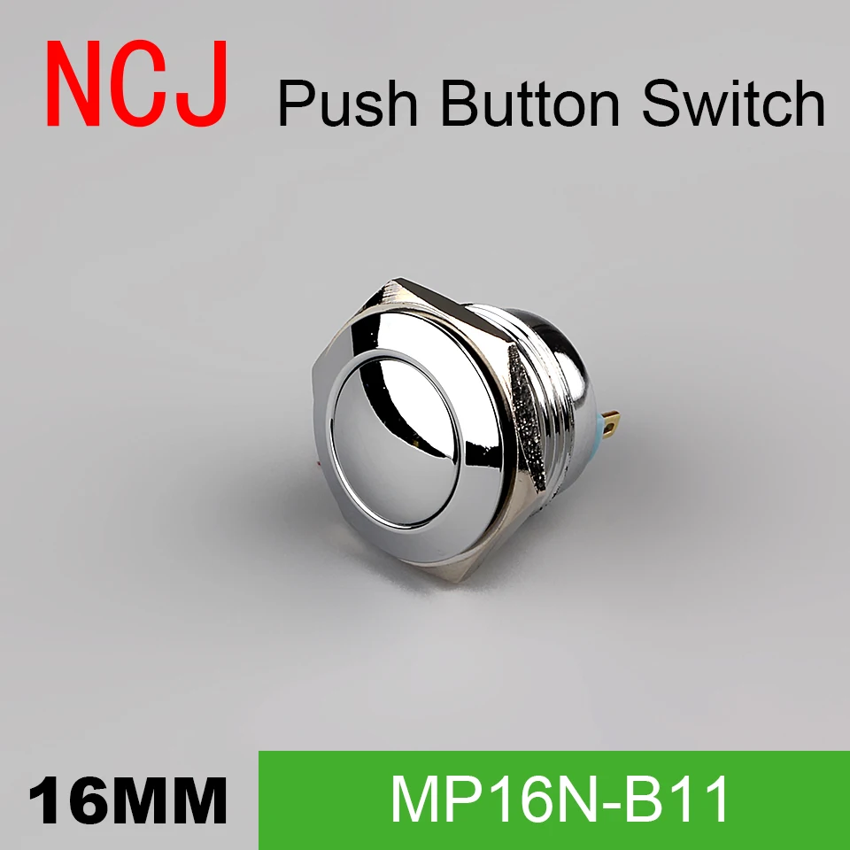 Металлический кнопочный переключатель NCJ IP67 мгновенная медная шаровая Головка 16