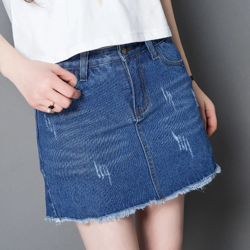 CTRLCITY Женская облегающая юбка новые женские рваные и потёртые джинсовые потертые