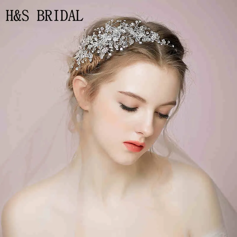 

H&S BRIDAL Crystals Romantic Hair jewelry Bridal Headpiece Wedding Accessories hair accessories couronne de mariage