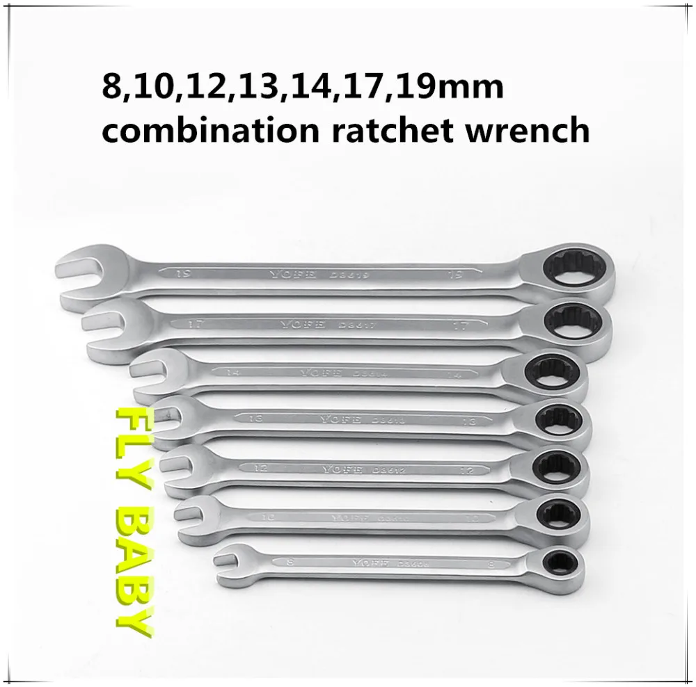 Бесплатная доставка 8-19 мм храповым механизмом набор гаечных ключей 7 шт. ручной