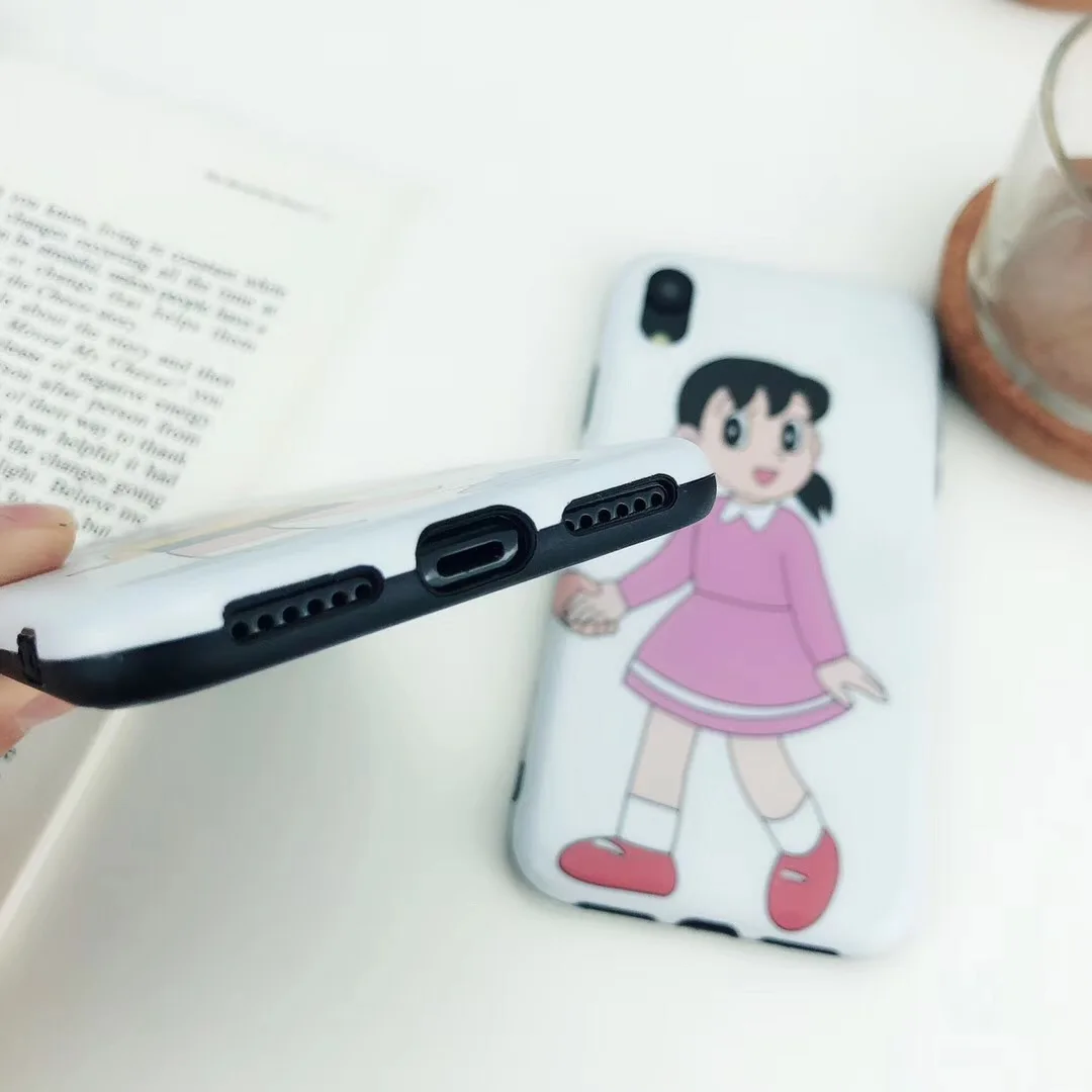 Япония аниме Дораэмон пара телефон чехол для iPhone 7 8 6 6s Plus Shizuka Nobita Apple IPhone X XS Max Xr Coque