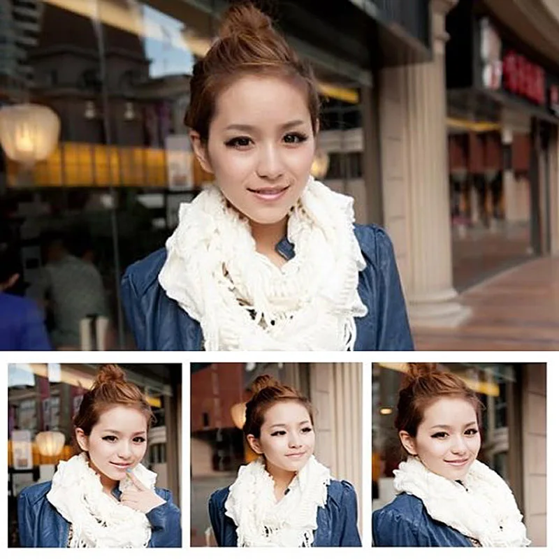 Новые модные женские зимние теплые вязаные Многослойные Бахрома Кисточкой шеи