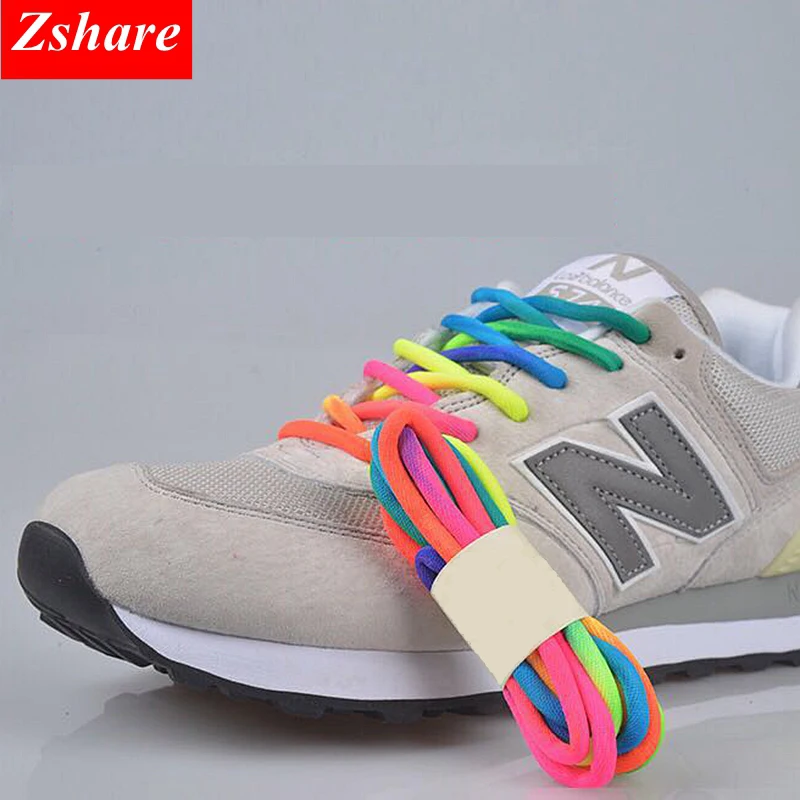 1 Pairs Rainbow Shoelaces Round Sneaker Shoe laces Fashion Colorful ShoeLace For All Shoes 100CM 120CM Strings YC-1