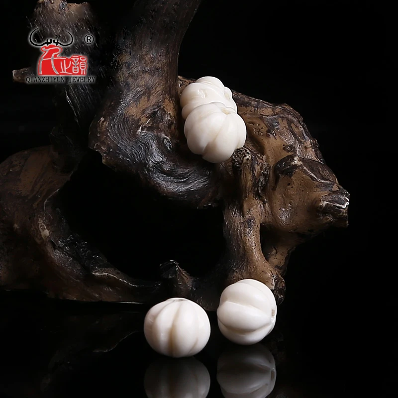 

20PCS Yak Bone prayer beads Carved Bead Necklace DIY Scatter Beads Handmade Hand-chain pumpkin Beads Length 8/10/12mm Hole 1.5mm