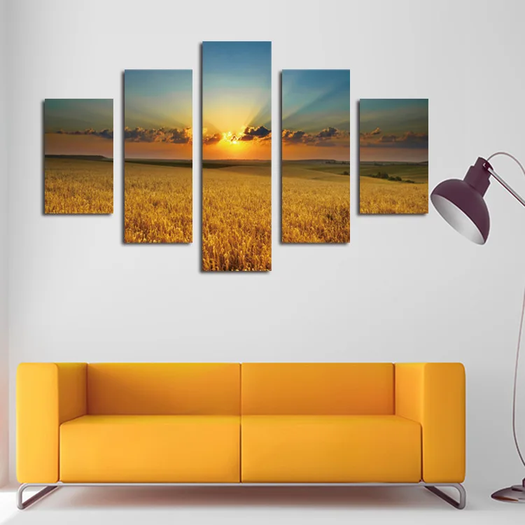 5 шт. картины на холсте с изображением золотого пшеничного поля|5 piece canvas art|canvas artwall