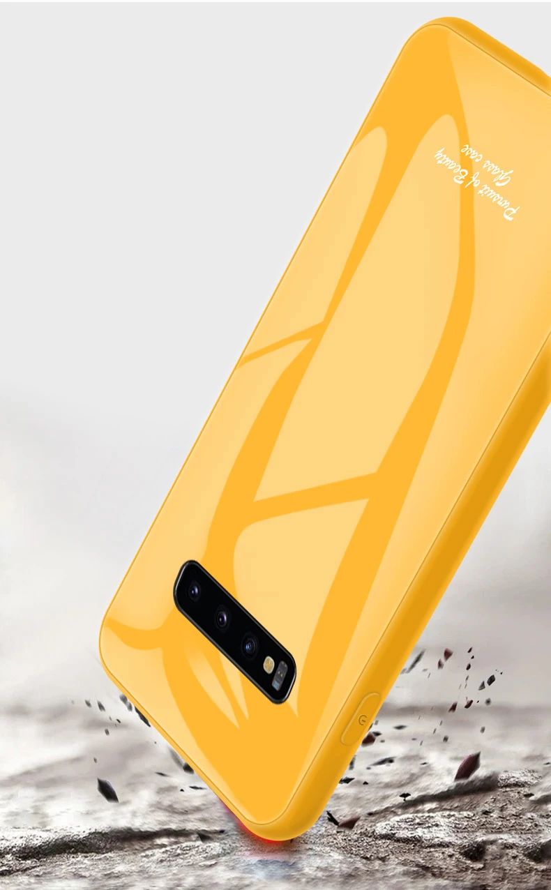 Чехол из закаленного стекла карамельного цвета для samsung Galaxy S8 S9 S10 Plus S10E S10X Note 8 9 S10 5G чехол простой сплошной чехол