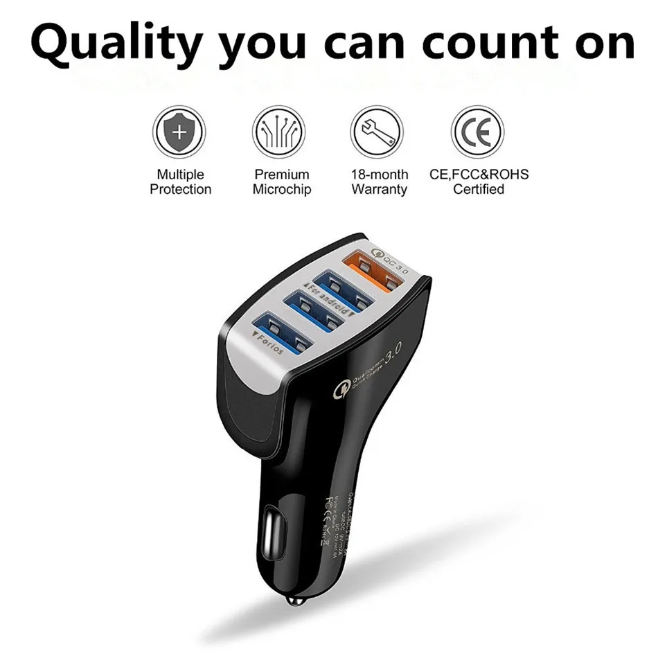 VIKEFON быстрое зарядное устройство 3,0 USB Автомобильное зарядное устройство QC 3,0 Универсальное автомобильное быстрое зарядное устройство для мобильного телефона для iPhone Xiaomi samsung Автомобильное зарядное устройство