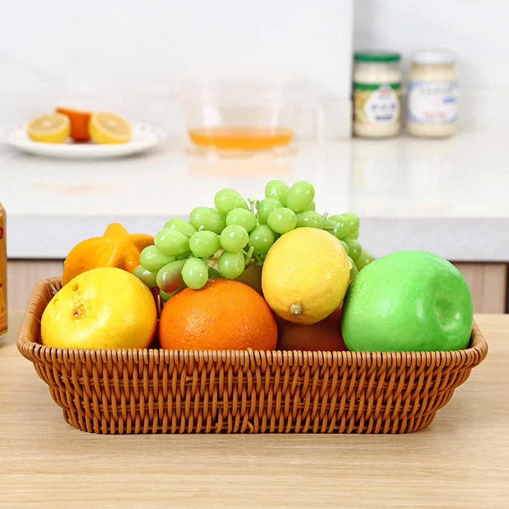 Кофейный Плетеный мелкий ящик для хранения-корзина спальни кухни офиса гостиной
