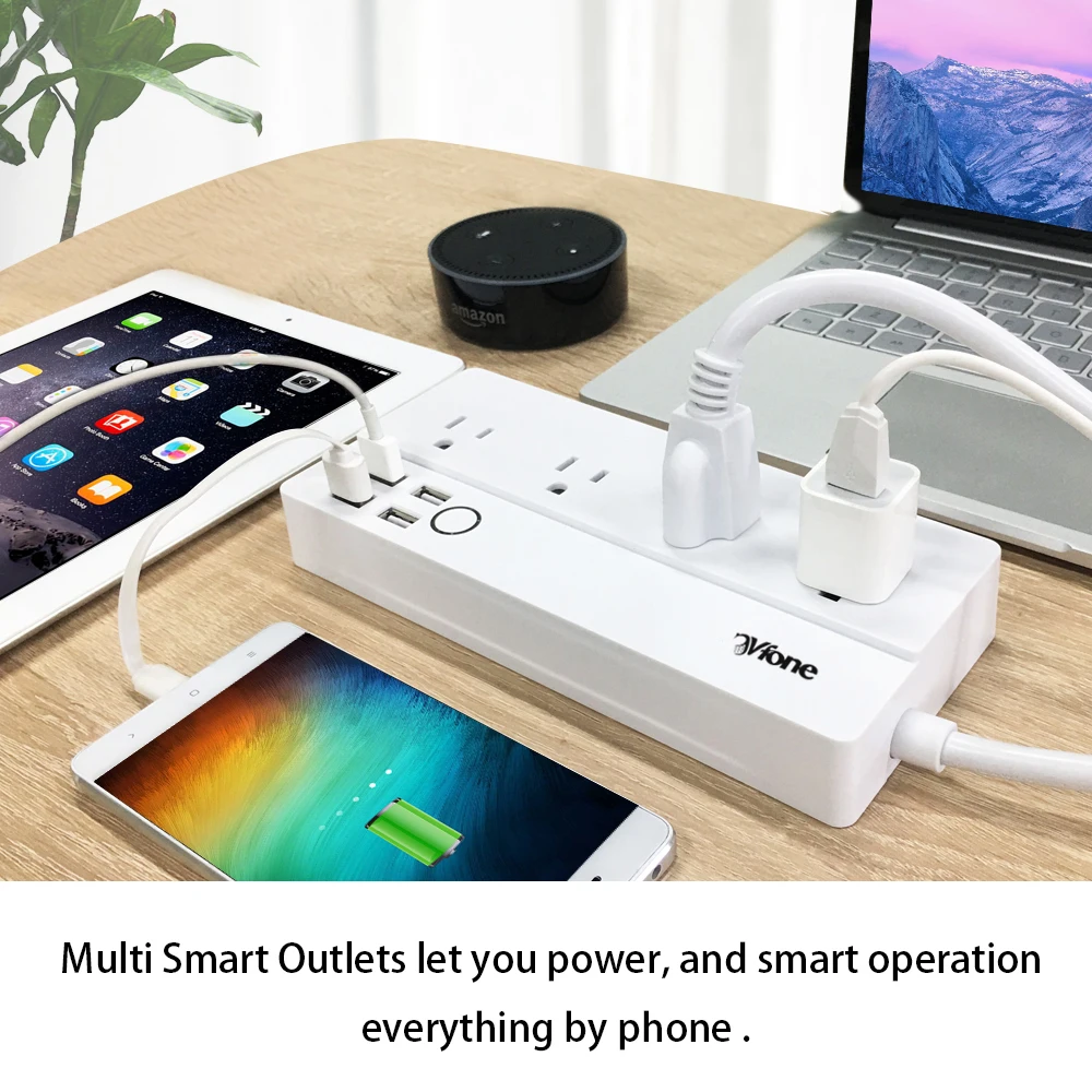 Smart Plugs WiFi Power Strip with Alexa Home Automation Voice Control Google Surge Protector 4 AC Out and USB | Удлинители