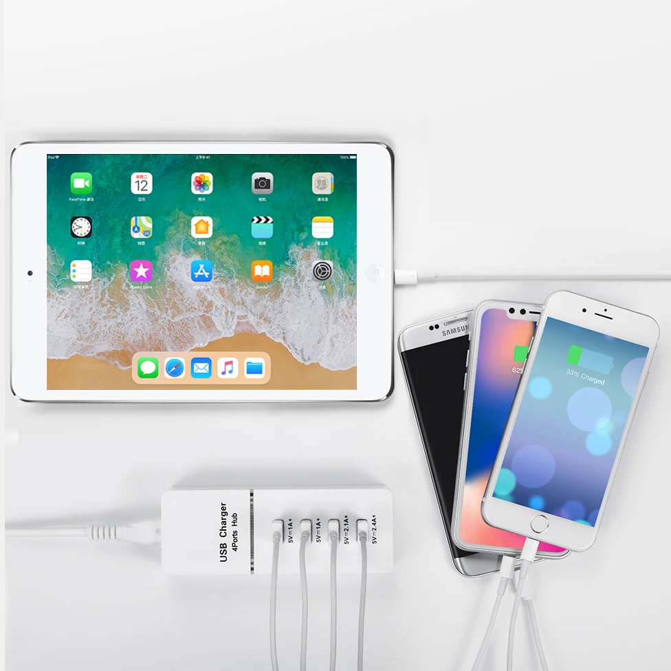 Urbantin 4 USB зарядное устройство для мобильного телефона 2.1a/2.4A Быстрая зарядка usb кабель интеллектуальное зарядное устройство для iphone samsung xiaomi