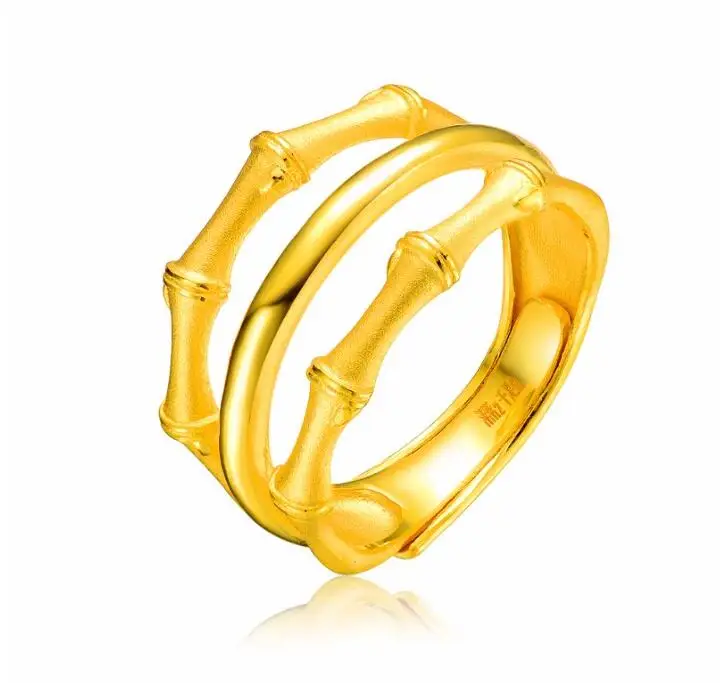 Горячая продажа 999 твердое 24К желтое золото кольцо Lucky Bamboo Band 6 26g|ring ring mp3|ring codering