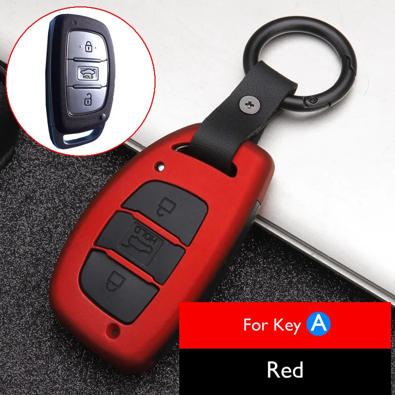 Red for Key A Чехол для ключей автомобиля из углеродного волокна для hyundai Tucson IX25 IX35 Creta Mistra Elantra Verna Smart Remote Fob Защитная крышка Держатель Брелок Сумка - Название цвета: Red for Key A