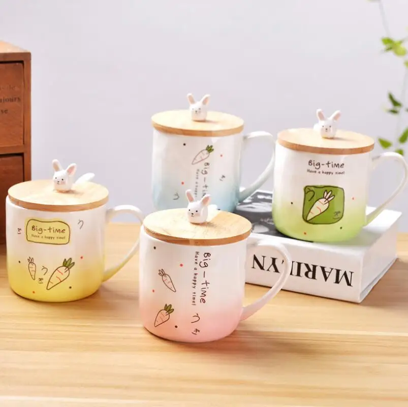 

Japanese Creative Rabbit Ceramic Cup Cartoon Breakfast Cartoon Animals Coffe Travel Mug With Lid Cute Morphe Home For Children