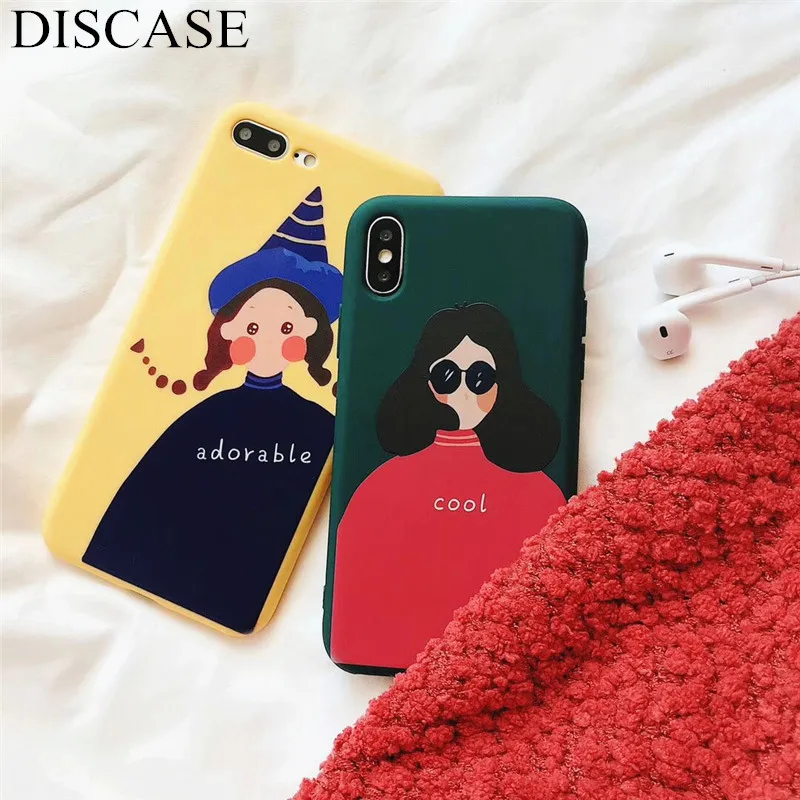 DISCASE Illustration Girl чехол для телефона IPhone X S MAX iPhone XR 8 7 6 Plus простой мягкий из ТПУ милый