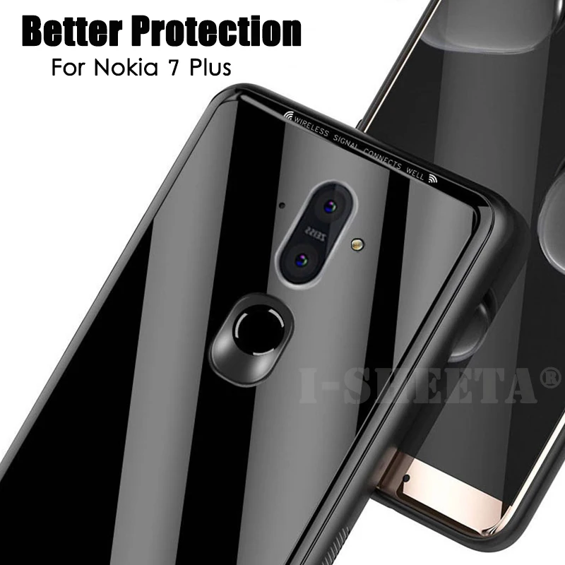 Противоударный Тонкий чехол для Nokia 7 Plus 9 H закаленное стекло задняя крышка Fundas Coque