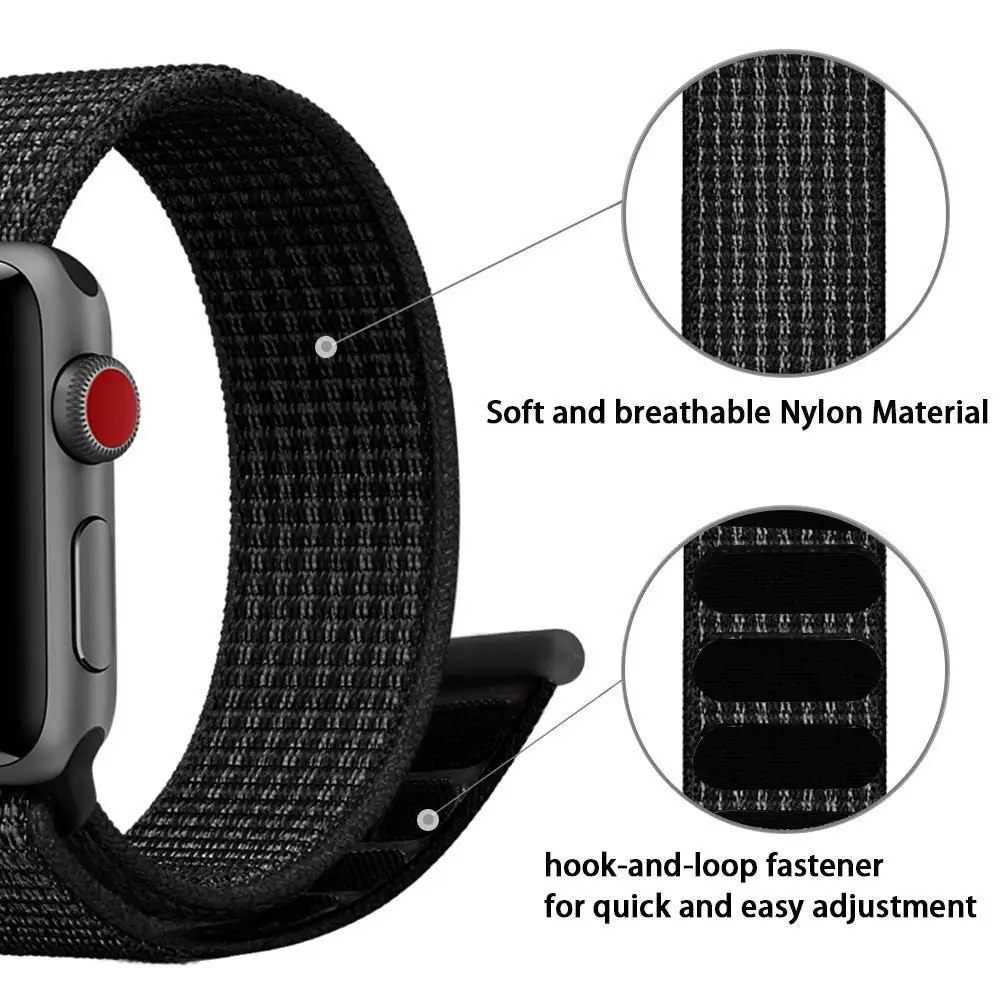 Ремешок для Apple Watch Series 4 3/2/1 полосы 38 мм 42 мм нейлон мягкая дышащая сменная Спортивная петля для iwatch 4 3 2 1 40 мм 44 мм