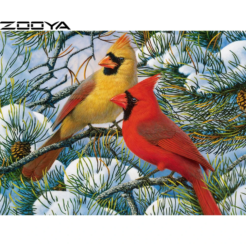 

ZOOYA Diamond Embroidery Cross-Stitch Kits Two Birds Snow Landscape 5d DIY Diamond Painting Embroidered With Rhinestones R695