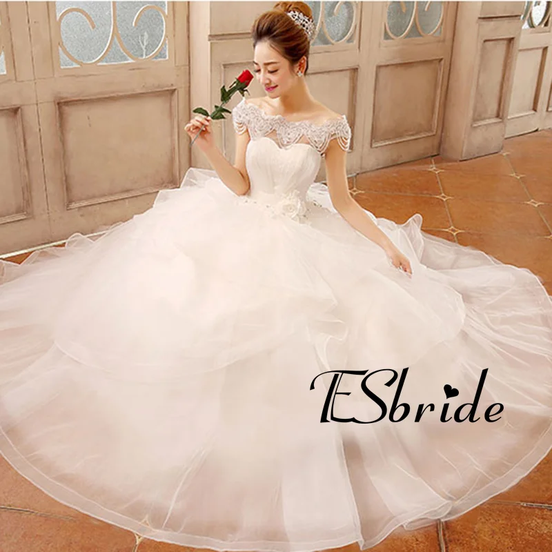 Новый 2017 Халат Де Mariage Принцесса Bling Кристаллы Роскошные Белое Свадебное Платье С