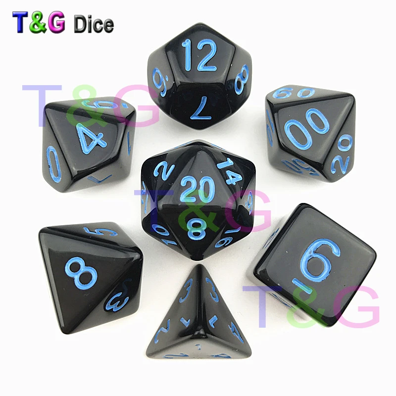 7 шт./лот высококачественные черные игральные кости D4 6 8 10 10% 12 20|dice d4|game diceblack dice |
