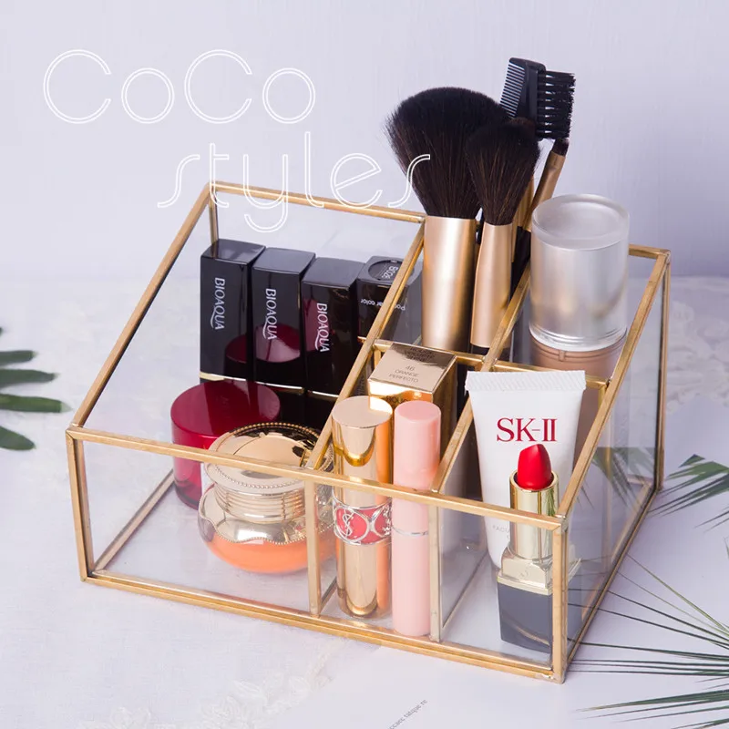 Cocostyles premium luxurious design cosmetics storage box organizer with golden edge for glamorous women home decoration | Дом и сад