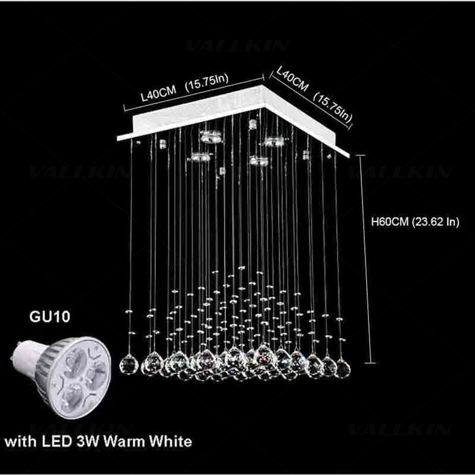 Квадратный потолочный люстры современный LED подвесная люстра хрустальная лампа