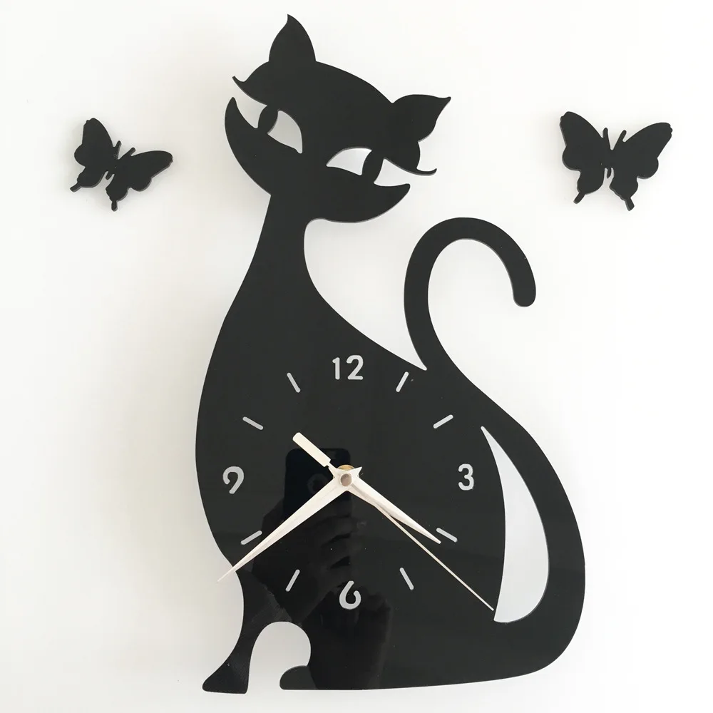 Часы настенные кварцевые с изображением кошки 4 цвета|bedroom wall clock|quartz clockwall clock |