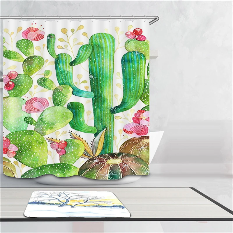 2019 Shower Curtain Painted Cactus Children's Bedroom Home Bathroom Decoration Bath Curtains | Дом и сад