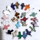 Натуральный камень, Ляпис, тигровый глаз, бирюза, кварцевый кристалл, крест, кулон для самостоятельного изготовления ювелирных изделий, ожерелья, аксессуары 24 шт.