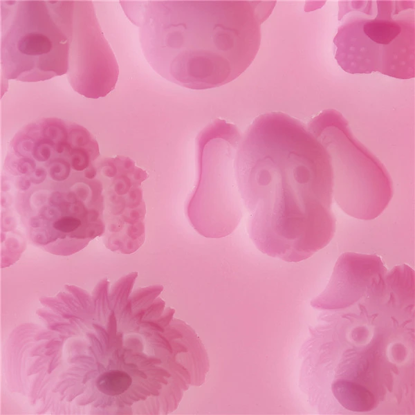 Hot Food-Grade Silicone Mold 3D Dogs Head Moulds Fondant Cake Decorating Tools Soap |