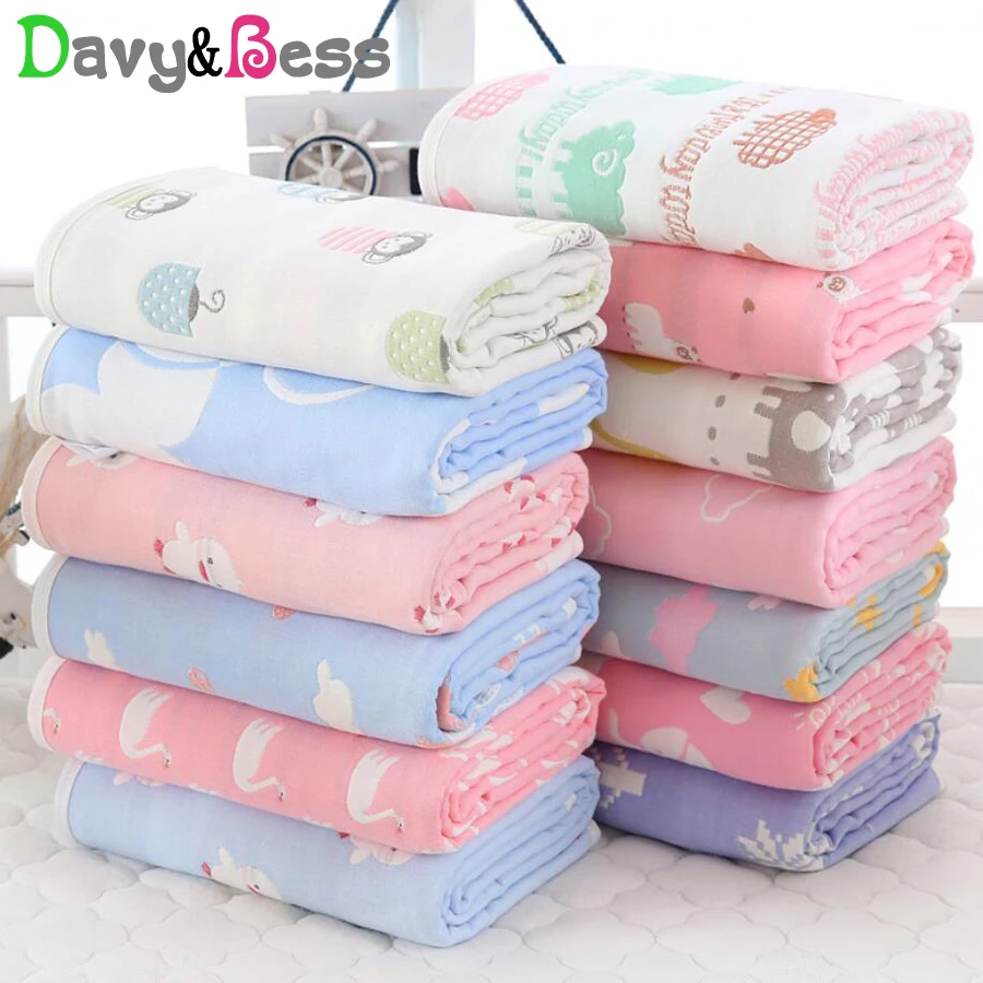 6 Layers Muslin Baby Blanket Newborn Cotton Swaddle Wrap Children's Square Winter Quilt Bath | Мать и ребенок
