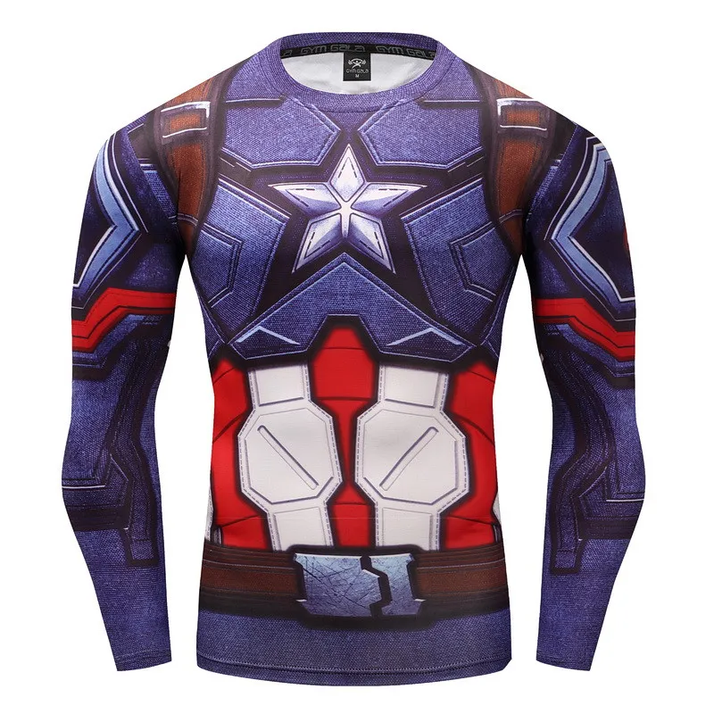Новинка Marvel Каратель супергерой Супермен/Бэтмен Мужская футболка с длинным рукавом G ym компрессионные колготки фитнес футболка - Цвет: FIG