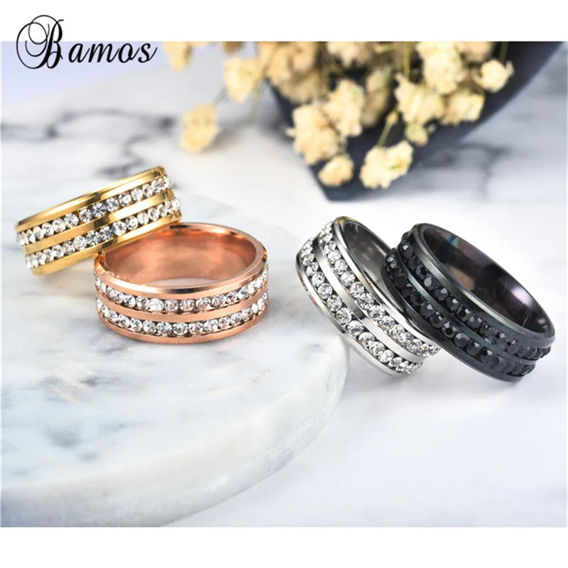 Кольцо из нержавеющей стали со стразами 4 цвета|stainless steel wedding rings|finger ringsteel ring |