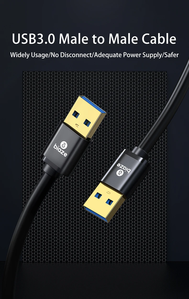 Biaze USB 3,0 кабель USB к USB кабель Тип A папа-папа USB удлинитель супер скорость HDD для радиатора жесткий диск Webcom PC
