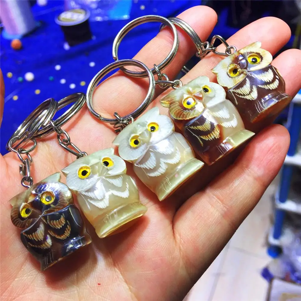 1 шт ручной резной милый маленький брелок для ключей в форме Совы хрустальные