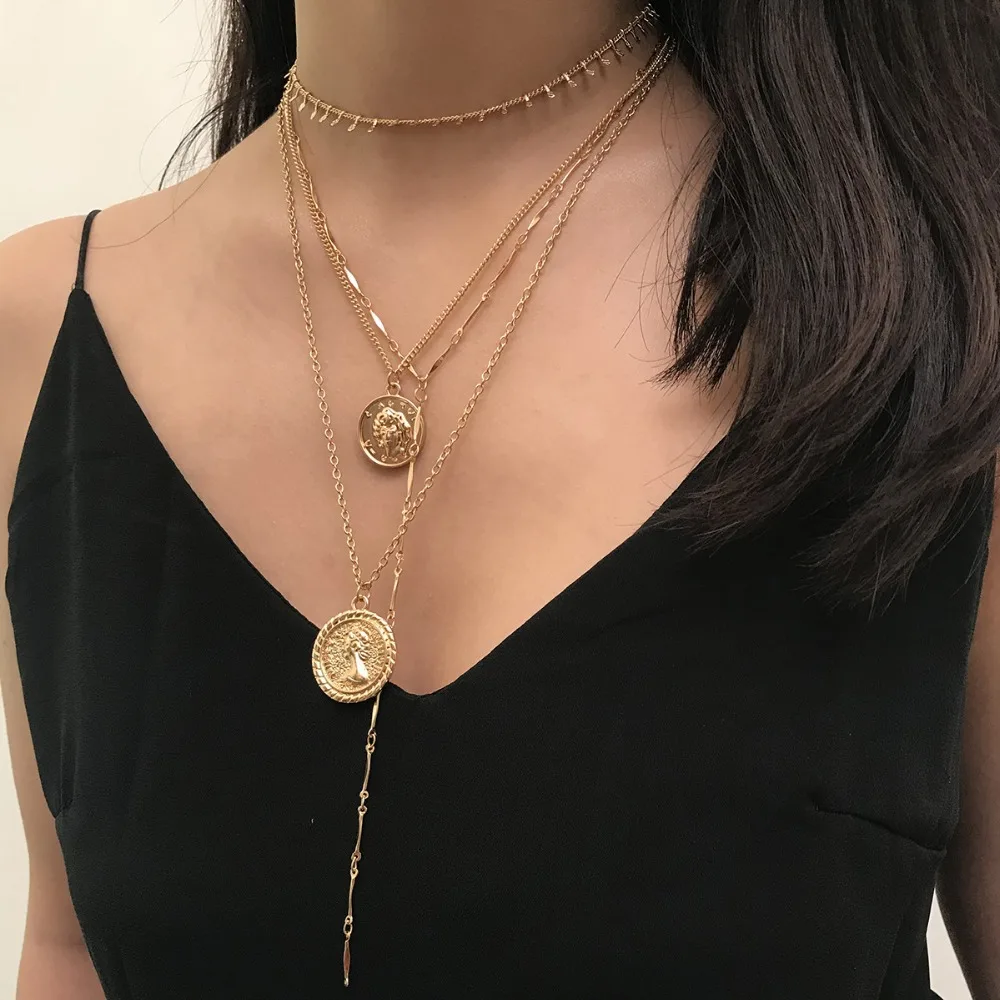 Подвеска с Мадонной цепочкой Женская многослойная цепочка ожерелье воротник