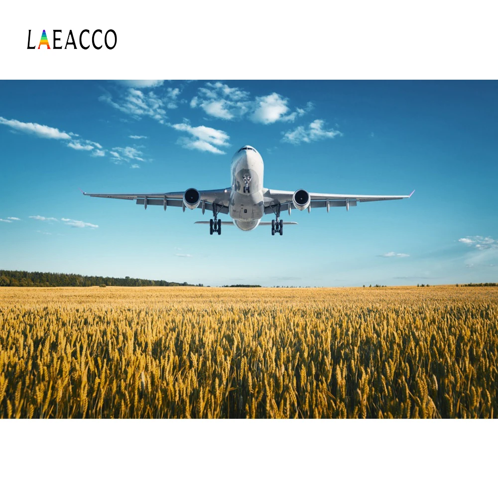 Фотофоны Laeacco с самолетом для съемки в городах пасмурная детская сцена
