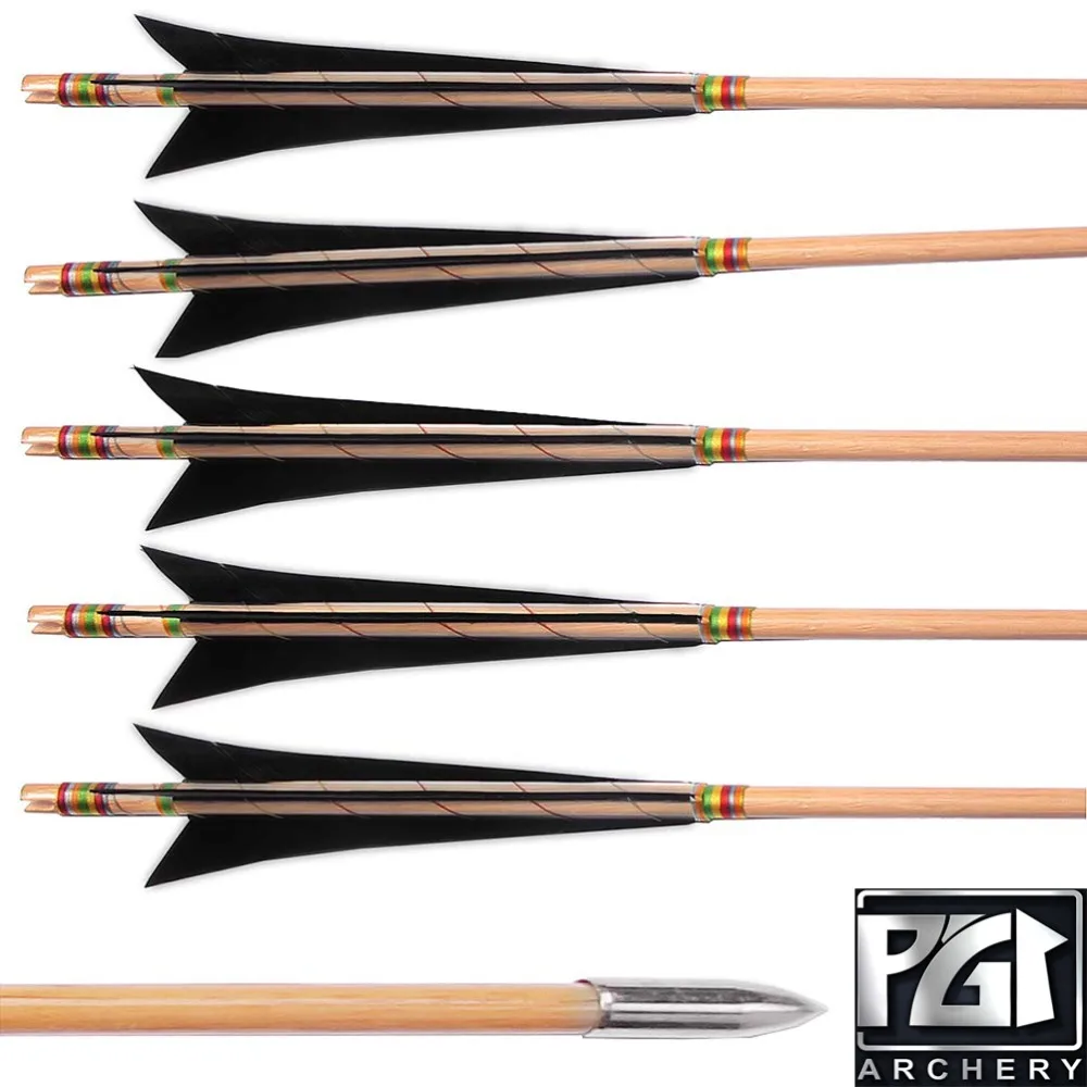 PG1ARCHERY Archery archase Arrows белый щит перо флетчевые деревянные стрелы с полевыми точками